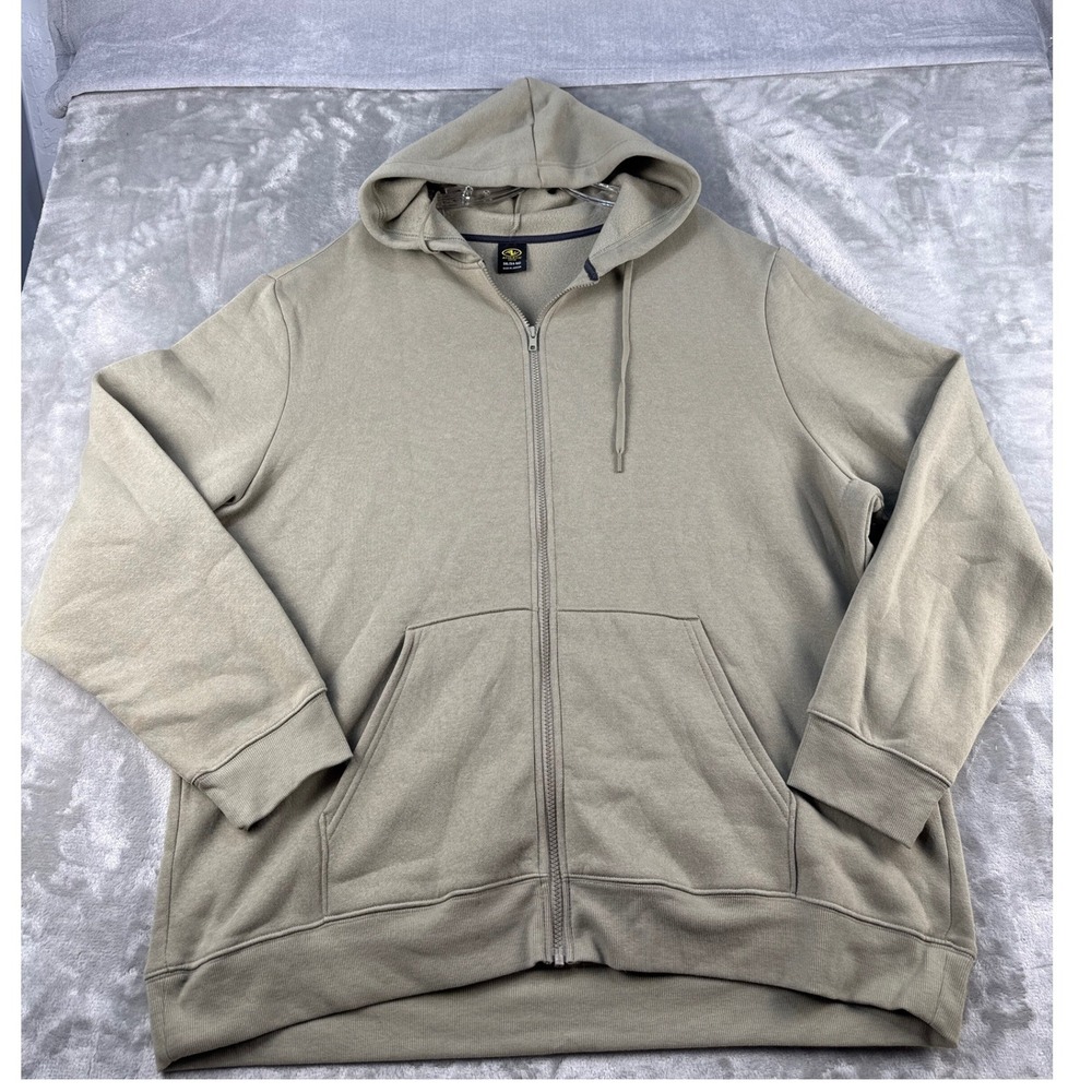 Athletic Works Hoodie Mens 3XL Full Zip Olive Green Fleece EUC